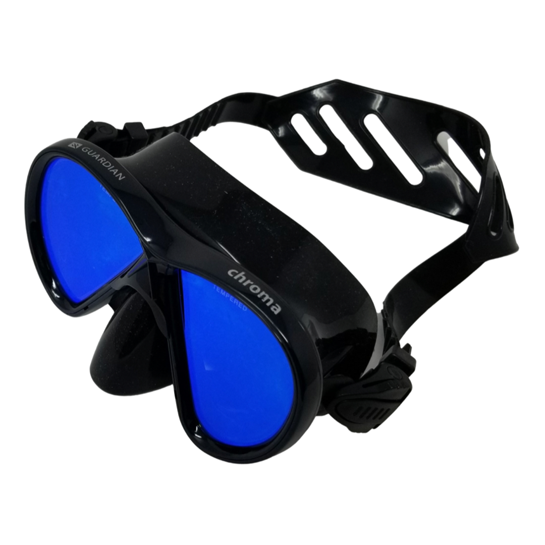 Black & Blue Mirror Chroma Adult Snorkel Mask - Guardian Water Sports