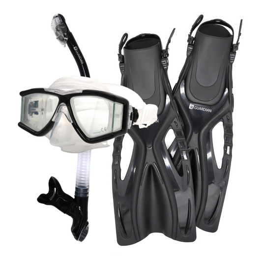 Sets OCEANVUE ADULT SET BLACK GUARDIAN WATER SPORTS Snorkeling, Scuba Diving, Swimming, Professional Gear, Marine Grade. Ocean, Sea