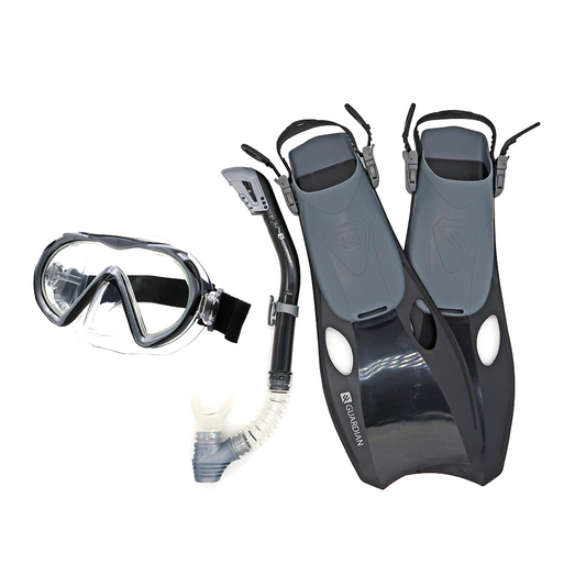 Sets PERDIDO ADULT SET BLACK CLEAR GUARDIAN WATER SPORTS Snorkeling, Scuba Diving, Swimming, Professional Gear, Marine Grade. Ocean, Sea