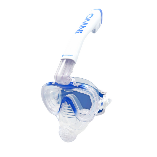 Combos OMNi INTEGRATED COMBO WHITE BLUE CLEAR GUARDIAN WATER SPORTS Snorkeling, Scuba Diving, Swimming, Professional Gear, Marine Grade. Ocean, Sea