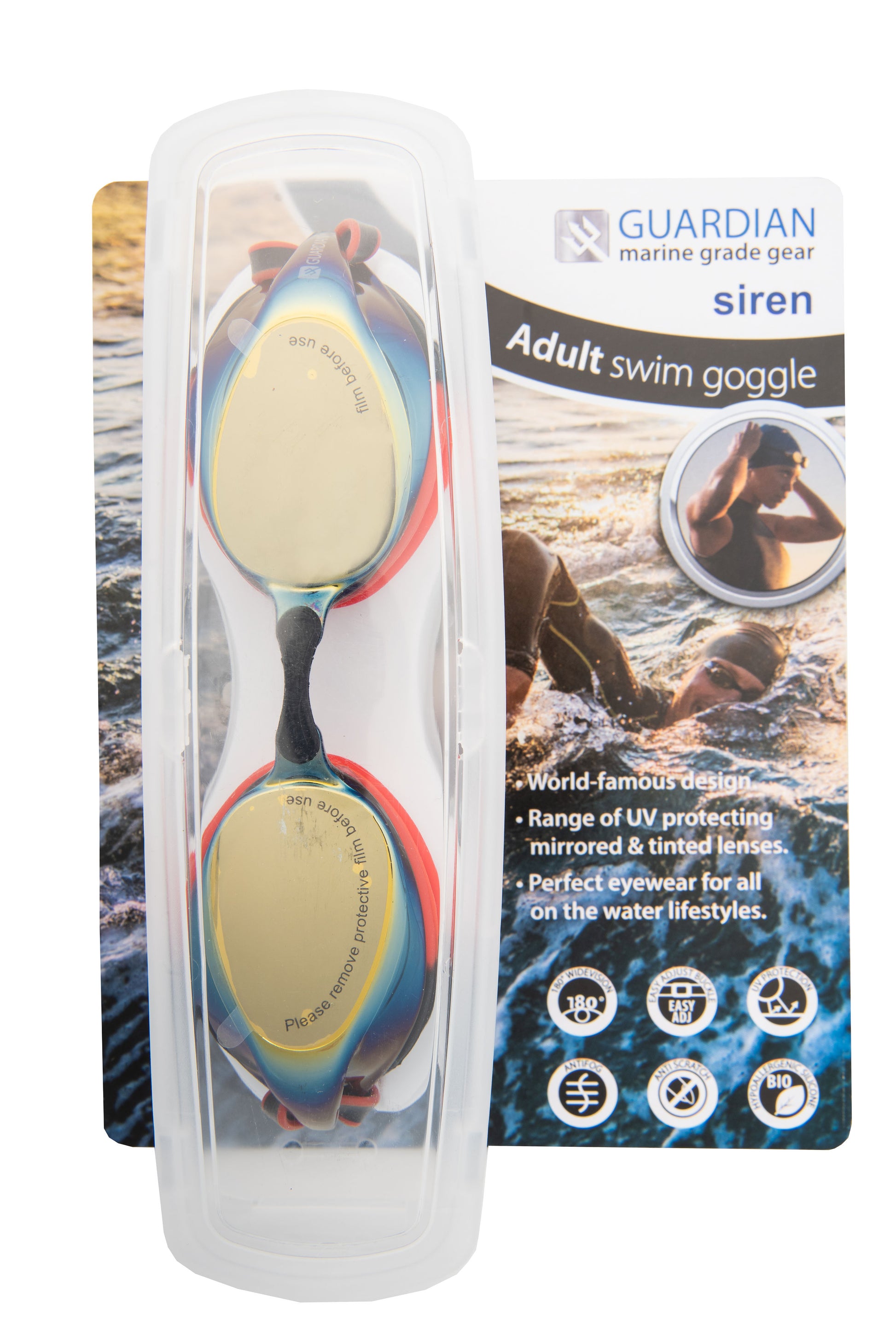 Adult Swim Googles - Siren Adult Goggle Mirrored Lens Red Black PKG - Guardian Water Sports 261